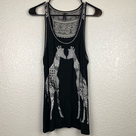 Full Tilt Womens Stretch Giraffe Print Scoop Neck Sleeveless Tank Top Large - Picture 1 of 6